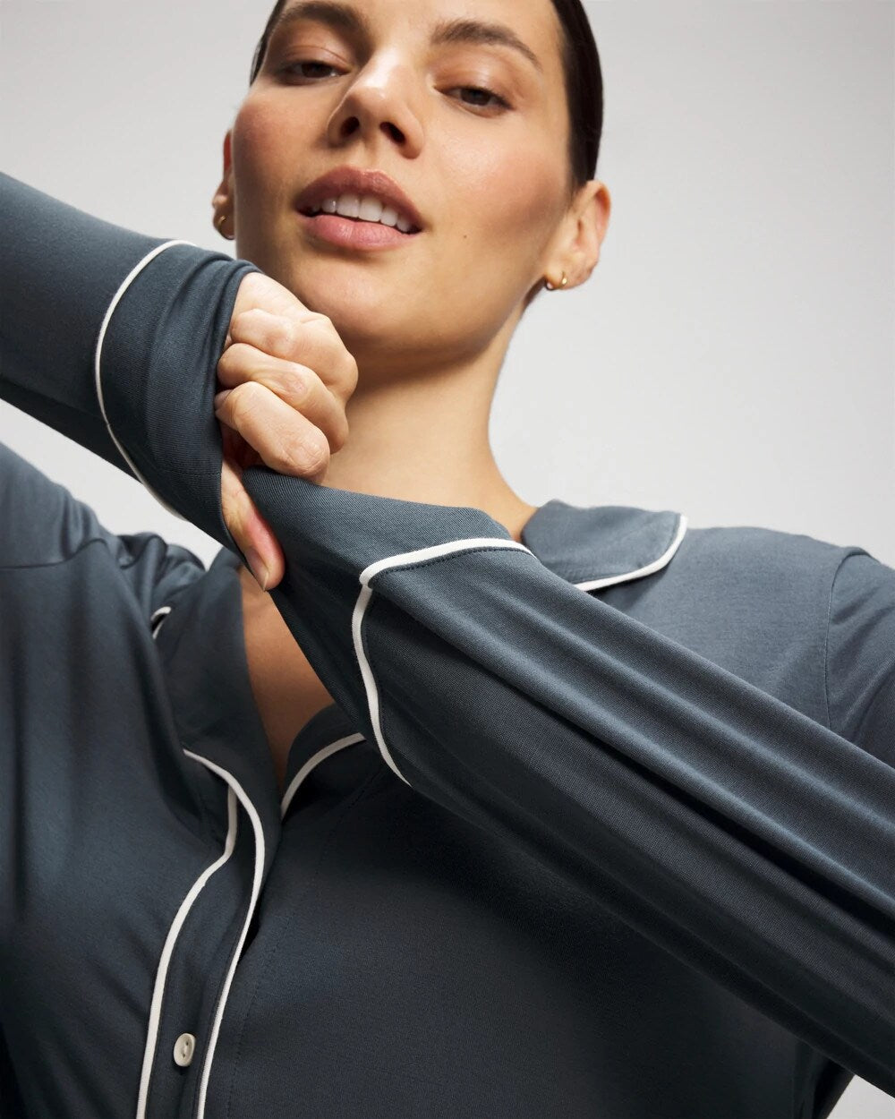 Soma Long-Sleeve Notch Collar Pajama Top