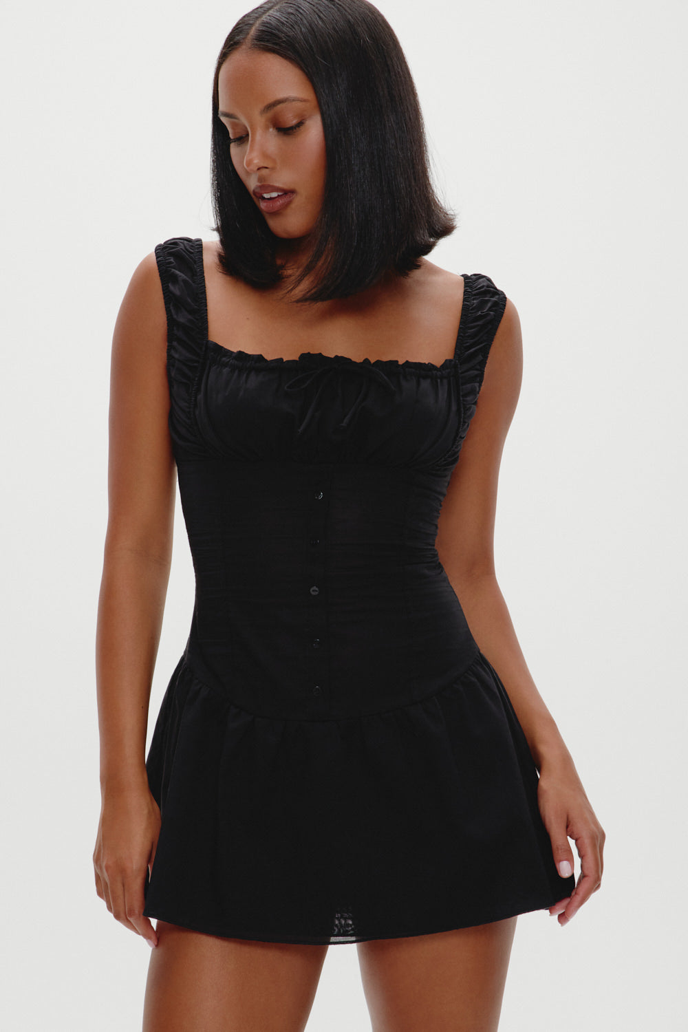 Frankies Bikinis clothing|new Christa Ruffle Mini Dress - Black