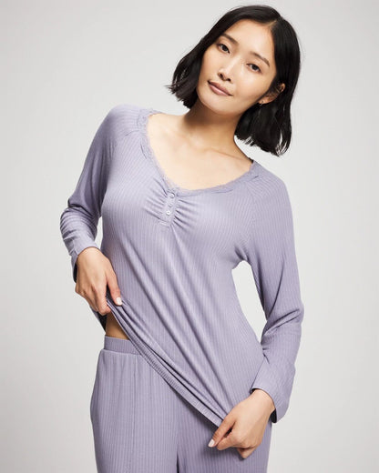 Soma Pointelle Long Sleeve Pajama Top
