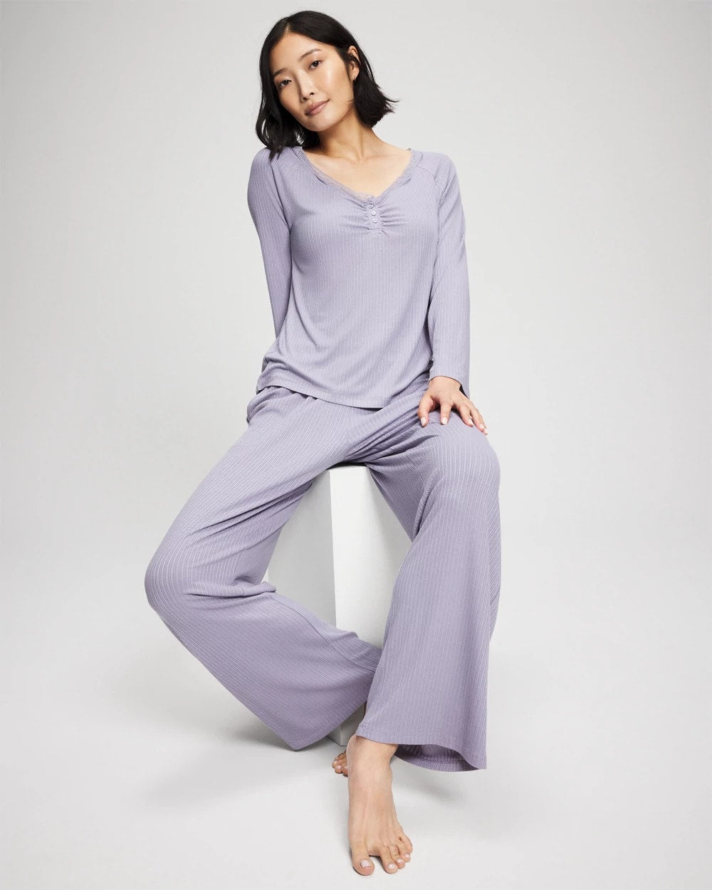 Soma Pointelle Long Sleeve Pajama Top