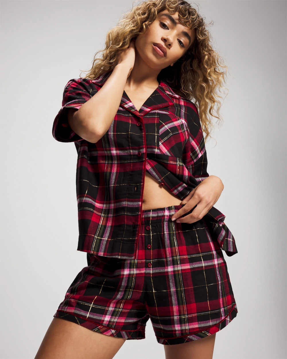 Soma Velvet Piped Boxer Pajama Short