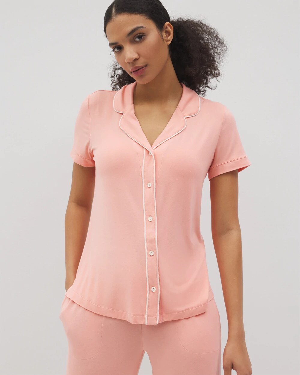 Soma Solid Short Sleeve Notch Collar Pajama Top