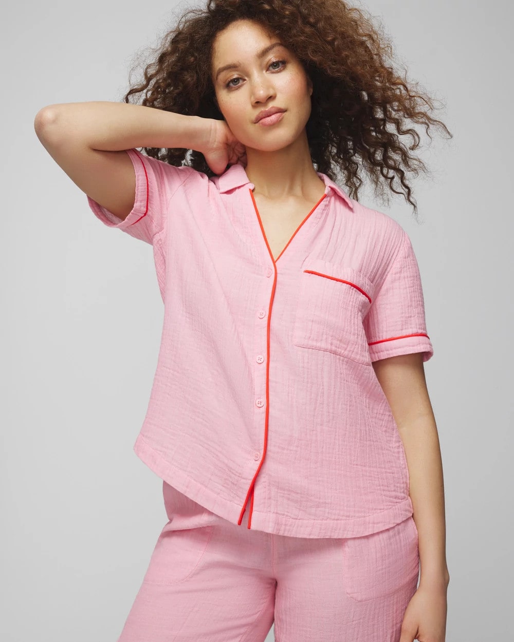 Soma Short-Sleeve Notch Collar Pajama Top