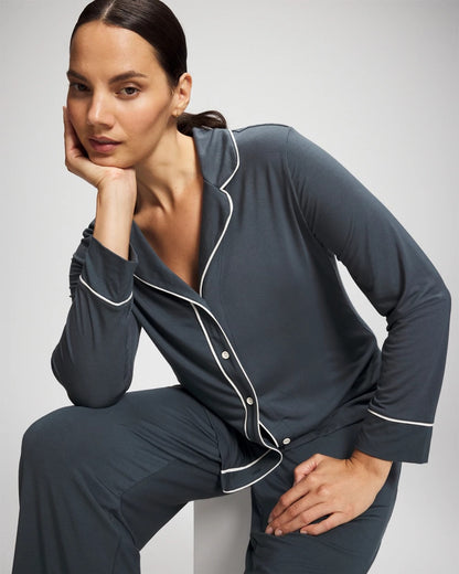 Soma Long-Sleeve Notch Collar Pajama Top