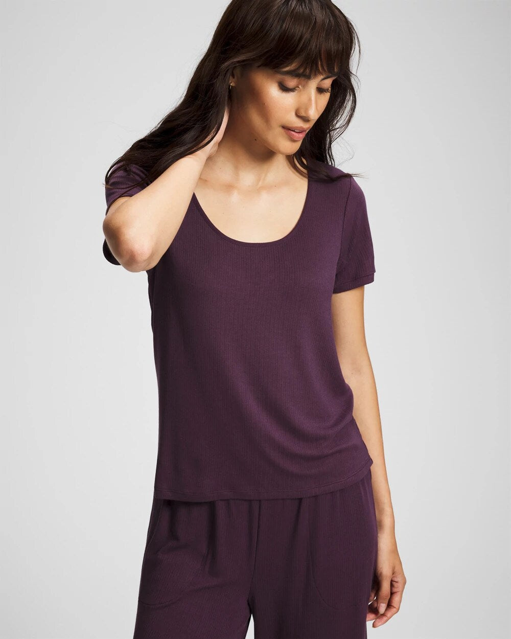 Soma Lightweight Rib Knit Short Sleeve Pajama Tee