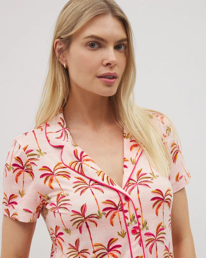 Soma Piped Short Sleeve Notch Collar Pajama Top