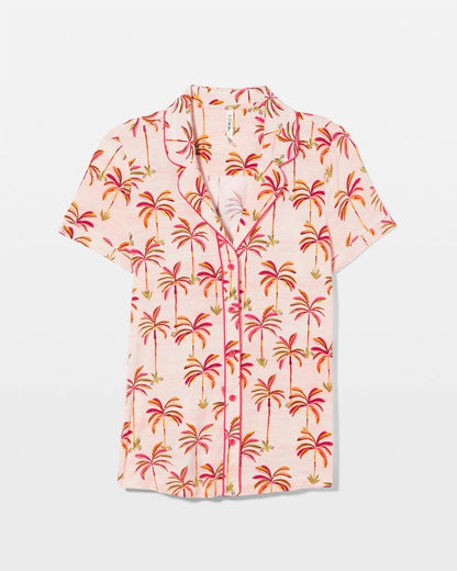 Soma Piped Short Sleeve Notch Collar Pajama Top