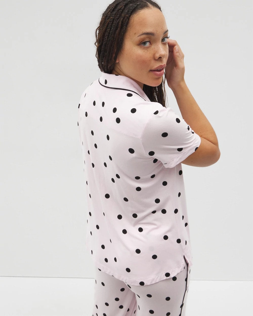 Soma Piped Short Sleeve Notch Collar Pajama Top