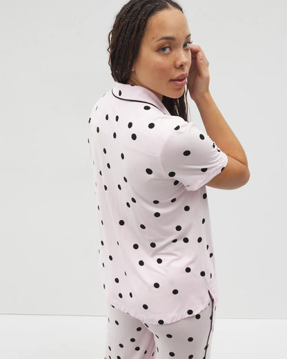 Soma Piped Short Sleeve Notch Collar Pajama Top