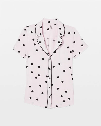 Soma Piped Short Sleeve Notch Collar Pajama Top