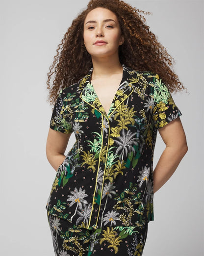 Soma Piped Short Sleeve Notch Collar Pajama Top