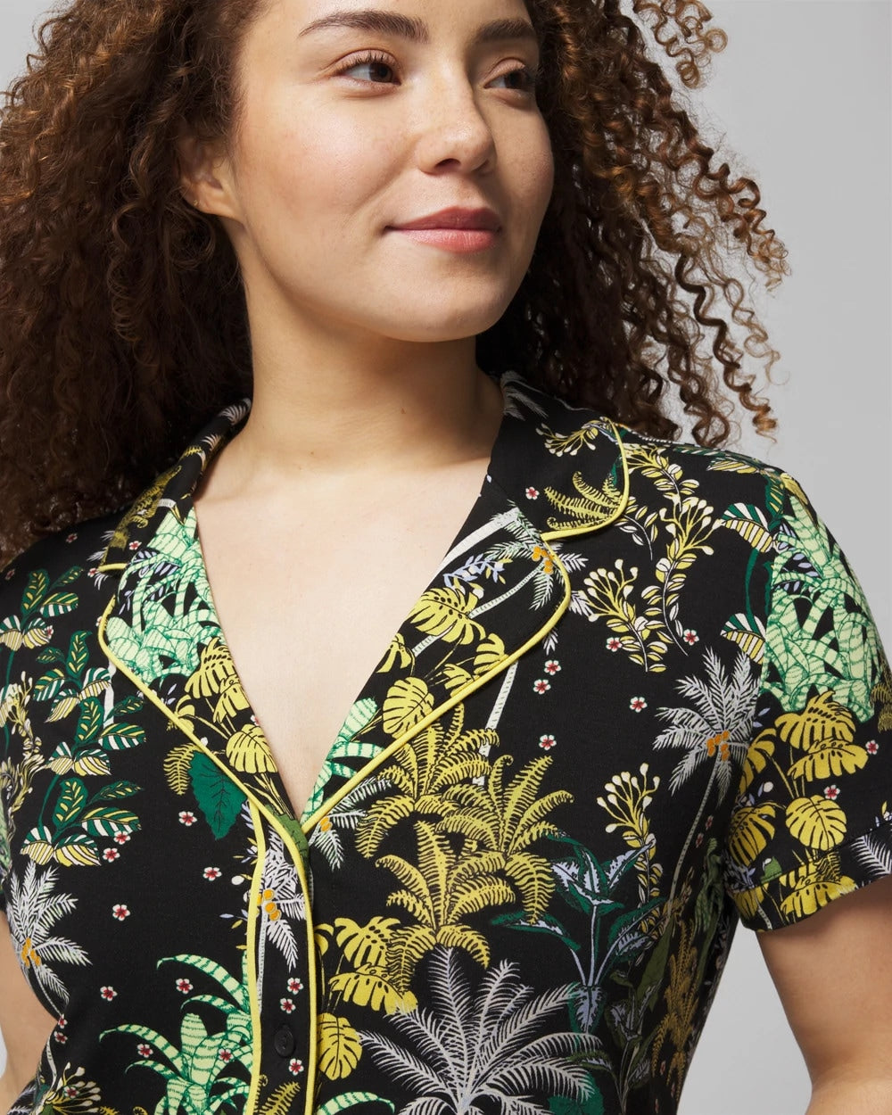 Soma Piped Short Sleeve Notch Collar Pajama Top