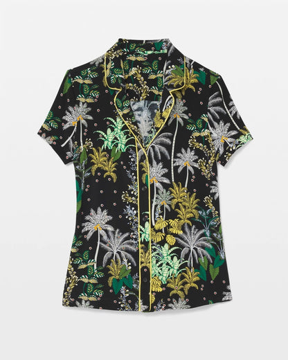 Soma Piped Short Sleeve Notch Collar Pajama Top