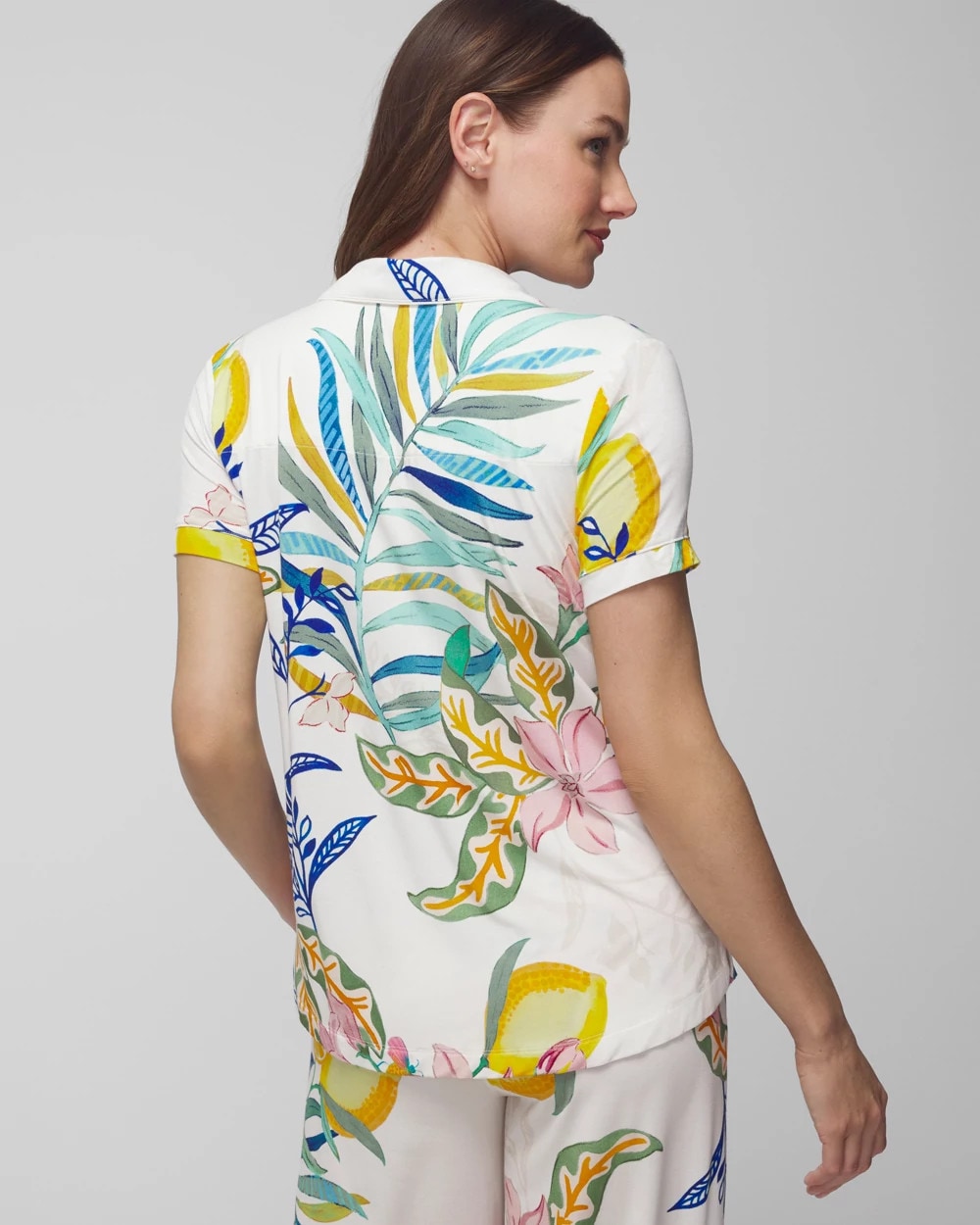 Soma Piped Short Sleeve Notch Collar Pajama Top