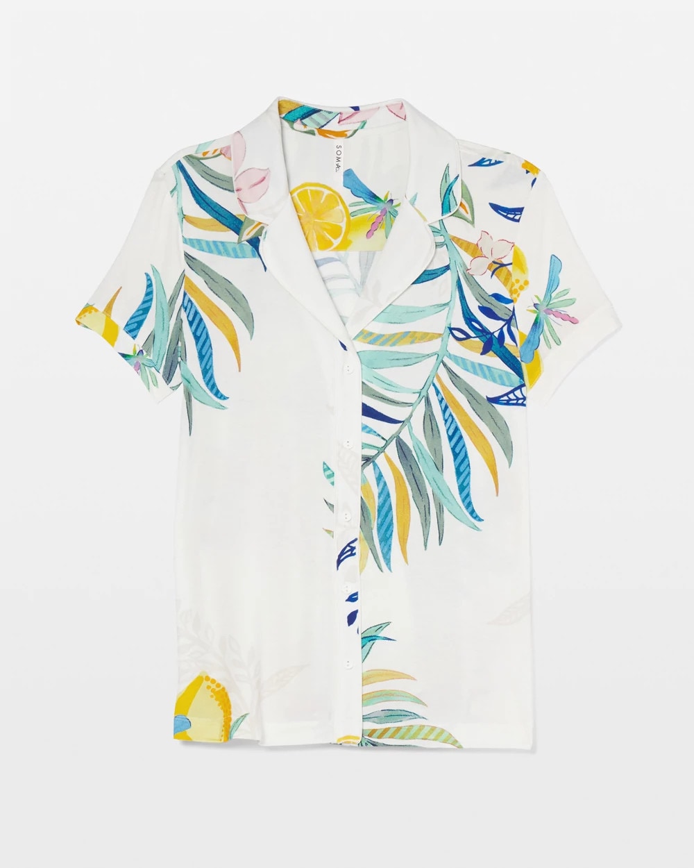 Soma Piped Short Sleeve Notch Collar Pajama Top