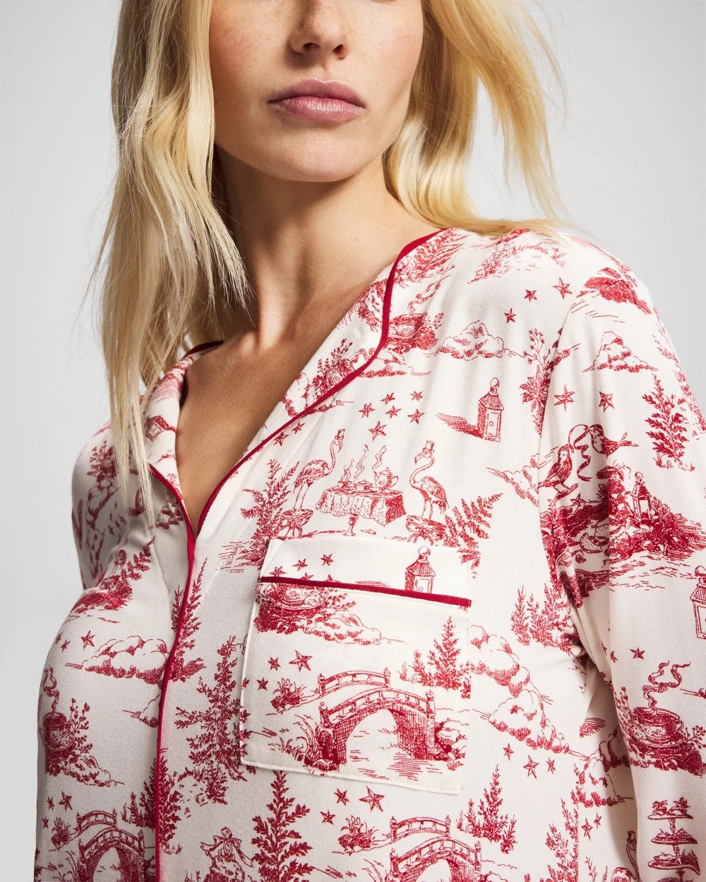 Soma Piped Long-Sleeve Sleepshirt
