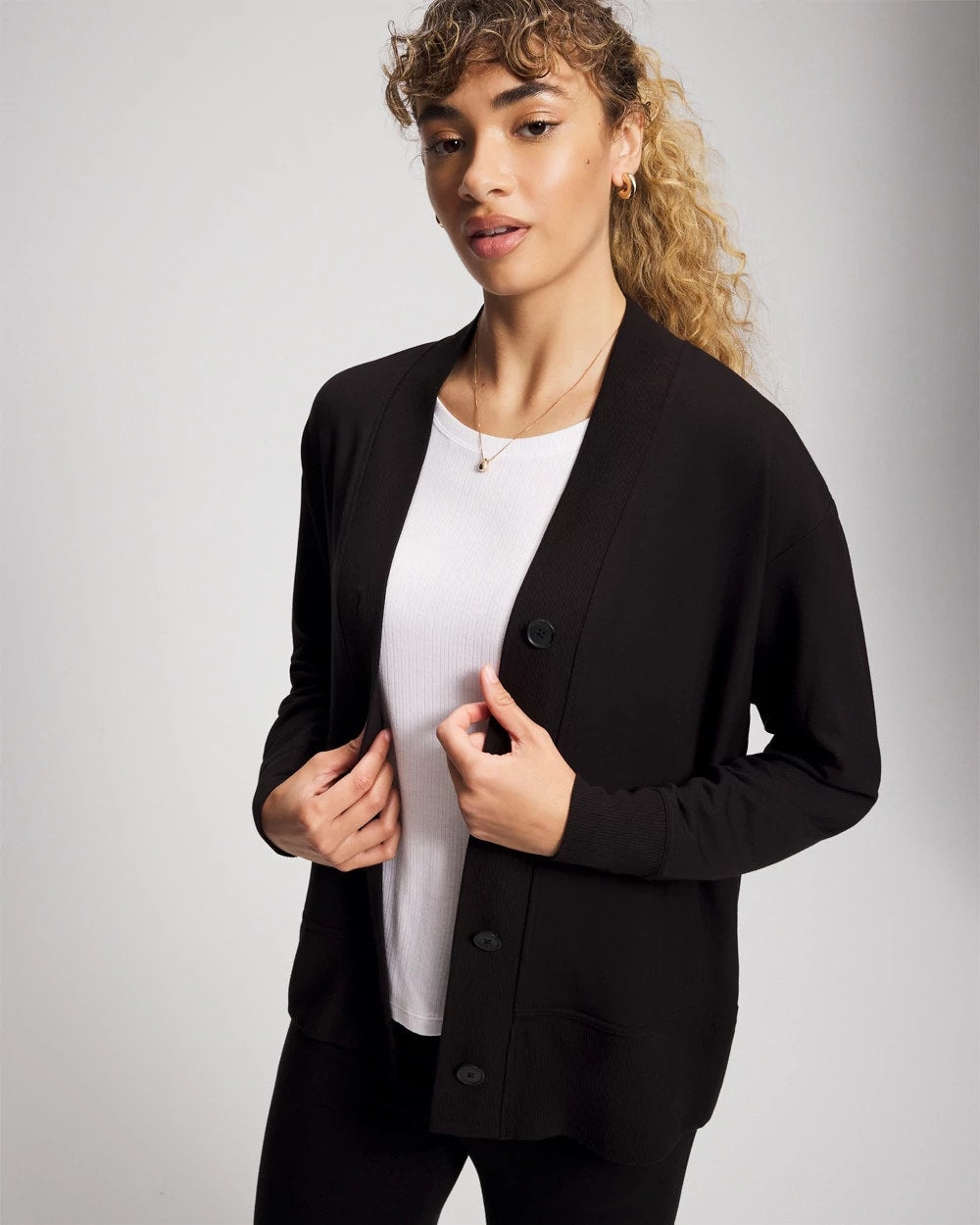 Soma Ultrasoft Fleece Relaxed Button Up Cardigan