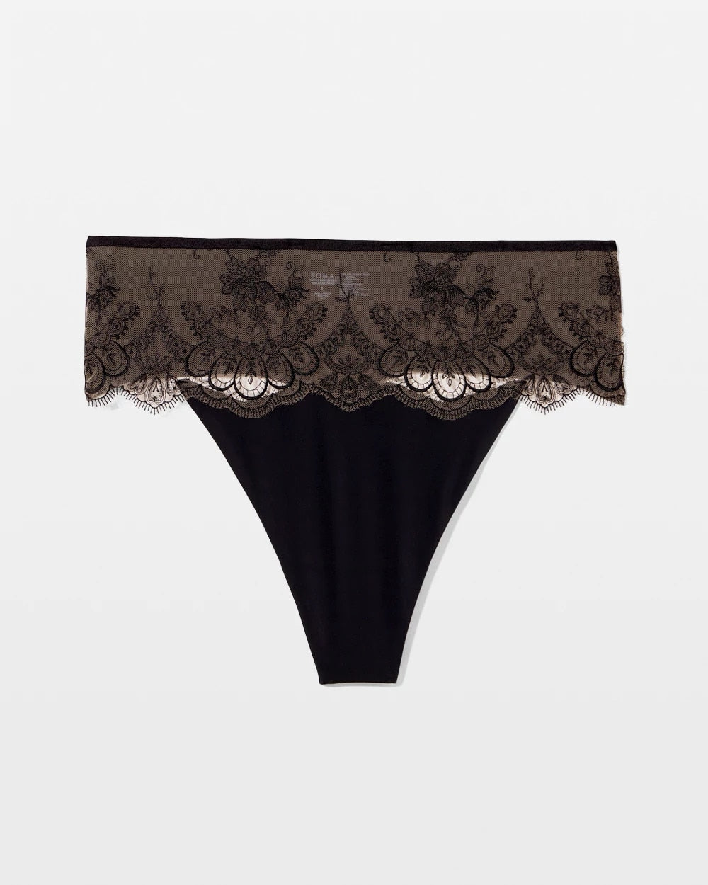 Soma Tattoo Lace Embroidered High Waist Thong Panty