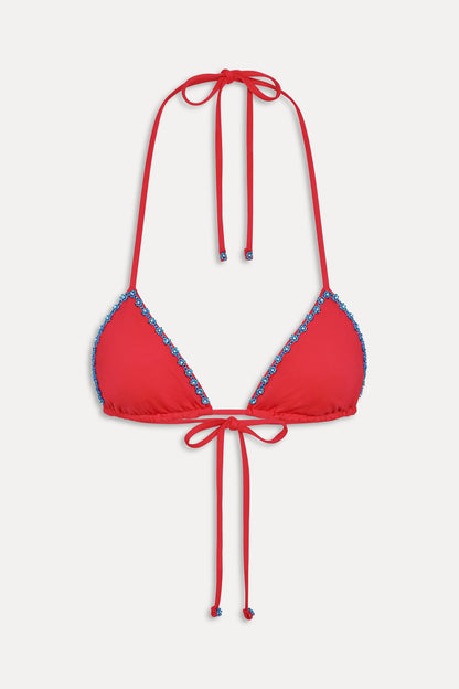 Frankies Bikinis new|swimwear Nick Beaded Triangle Bikini Top - Havana