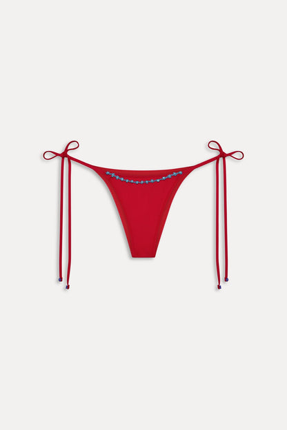 Frankies Bikinis new|swimwear Mackenzie Beaded Cheeky Bikini Bottom - Havana