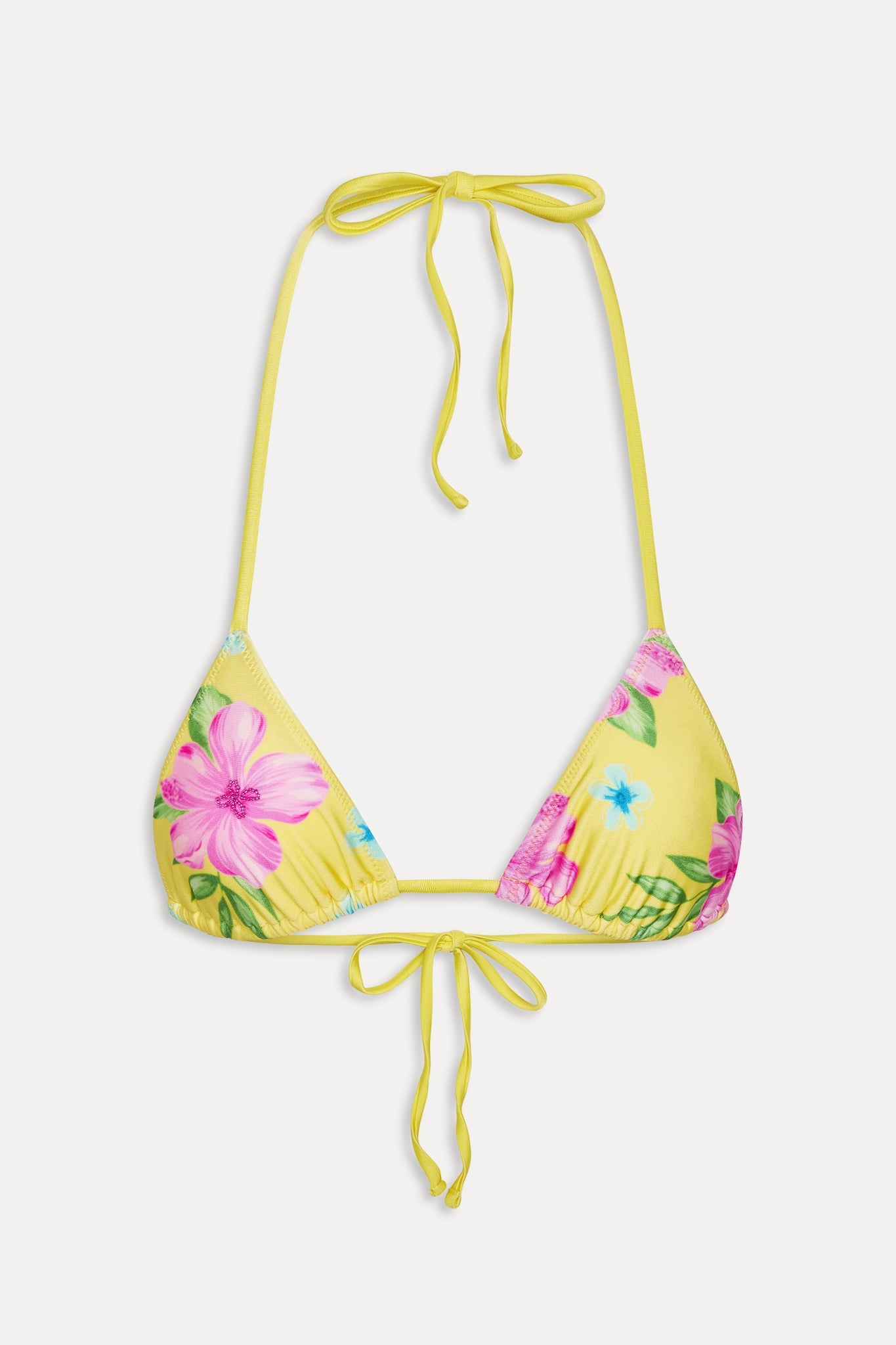 Frankies Bikinis new|swimwear Nick Satin Beaded Bikini Top - Hibiscus Lemonade