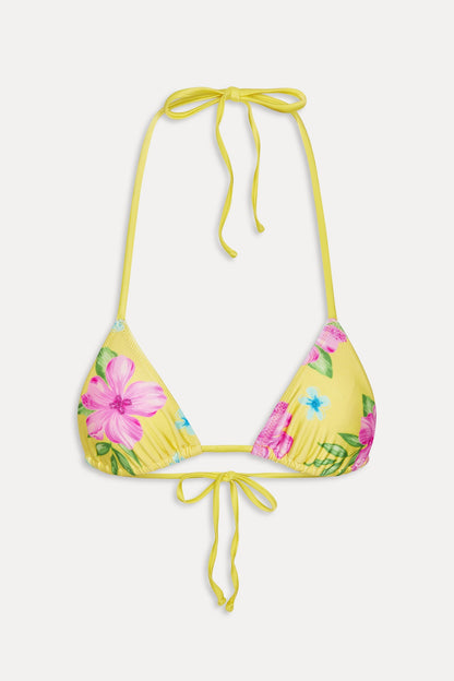 Frankies Bikinis new|swimwear Nick Satin Beaded Bikini Top - Hibiscus Lemonade