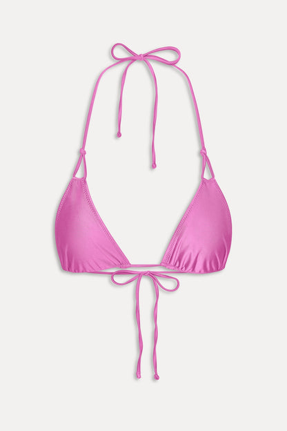 Frankies Bikinis new|swimwear Ari Satin Triangle Bikini Top - Capri Pink