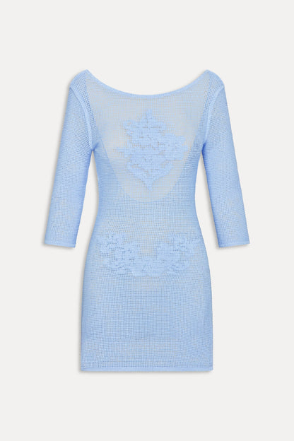 Frankies Bikinis new|clothing Le Jardin Crochet Mini Dress - Blue Jay
