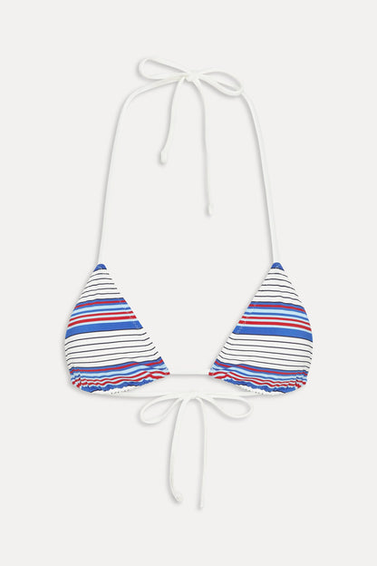 Frankies Bikinis new|swimwear Nick Striped Triangle Bikini Top - St. Tropez Stripe