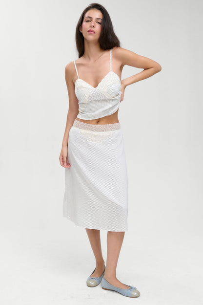 Frankies Bikinis new|clothing Laura Silk Midi Skirt - French Pearl