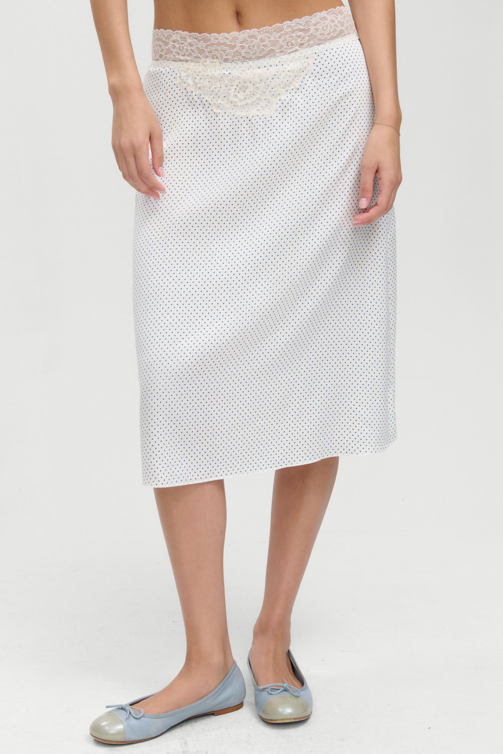 Frankies Bikinis new|clothing Laura Silk Midi Skirt - French Pearl