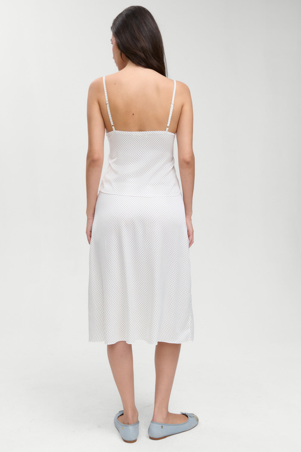 Frankies Bikinis new|clothing Laura Silk Midi Skirt - French Pearl