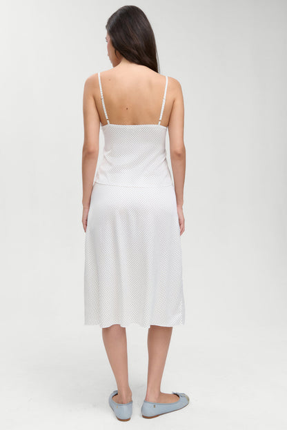 Frankies Bikinis new|clothing Laura Silk Midi Skirt - French Pearl