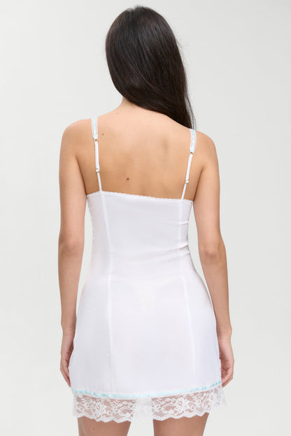 Frankies Bikinis new|clothing Summer Sonnet Satin Mini Dress - Optic White