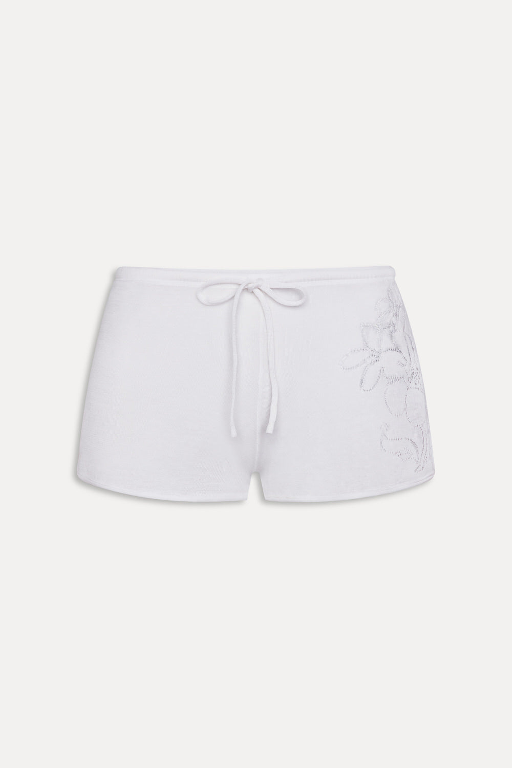 Frankies Bikinis new|clothing Sophie Knit Mini Shorts - White Hibiscus