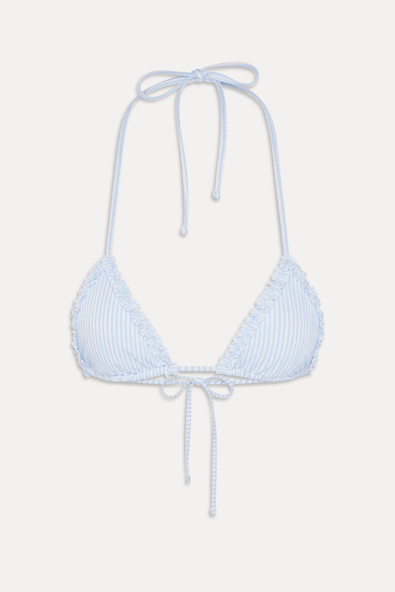 Frankies Bikinis new|swimwear|collections Nick Ruffle Triangle Bikini Top - Saltwater Stripe