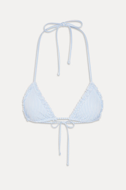 Frankies Bikinis new|swimwear|collections Nick Ruffle Triangle Bikini Top - Saltwater Stripe