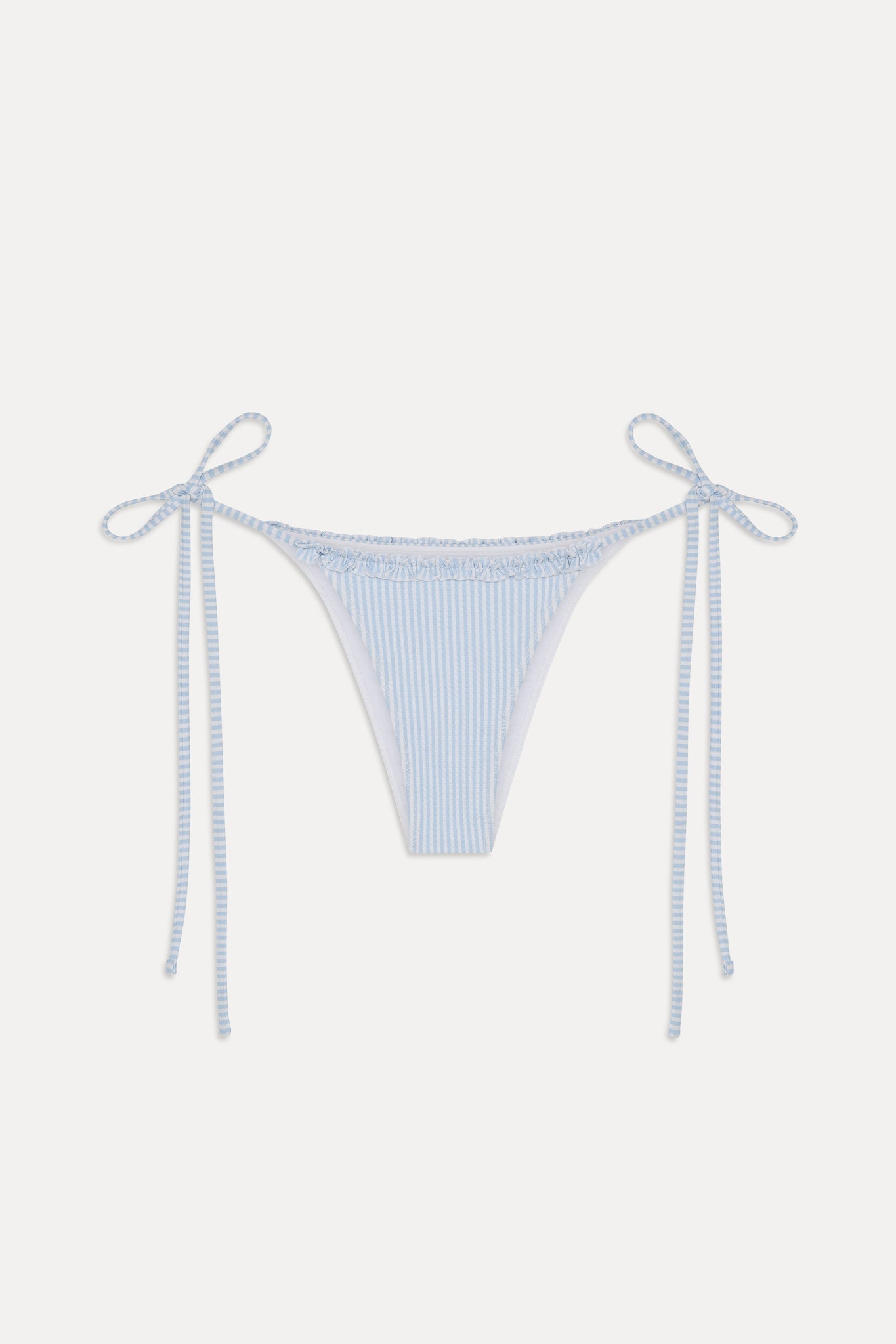 Frankies Bikinis new|swimwear|collections Mackenzie Ruffle String Bikini Bottom - Saltwater Stripe