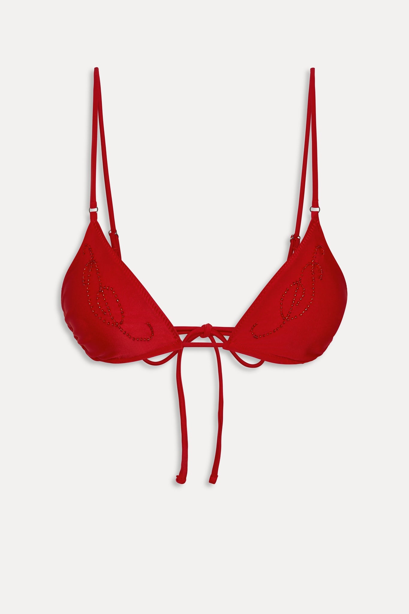Frankies Bikinis new|swimwear|collections x JENNIE Elena Beaded Bikini Top - Classic Red