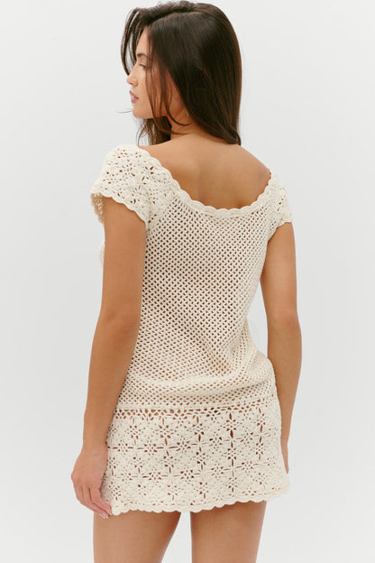 Frankies Bikinis new|clothing|collections Moss Crochet Mini Dress - Sand Dollar