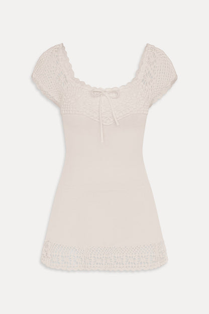 Frankies Bikinis new|clothing|collections Lover Crochet Knit Mini Dress - White