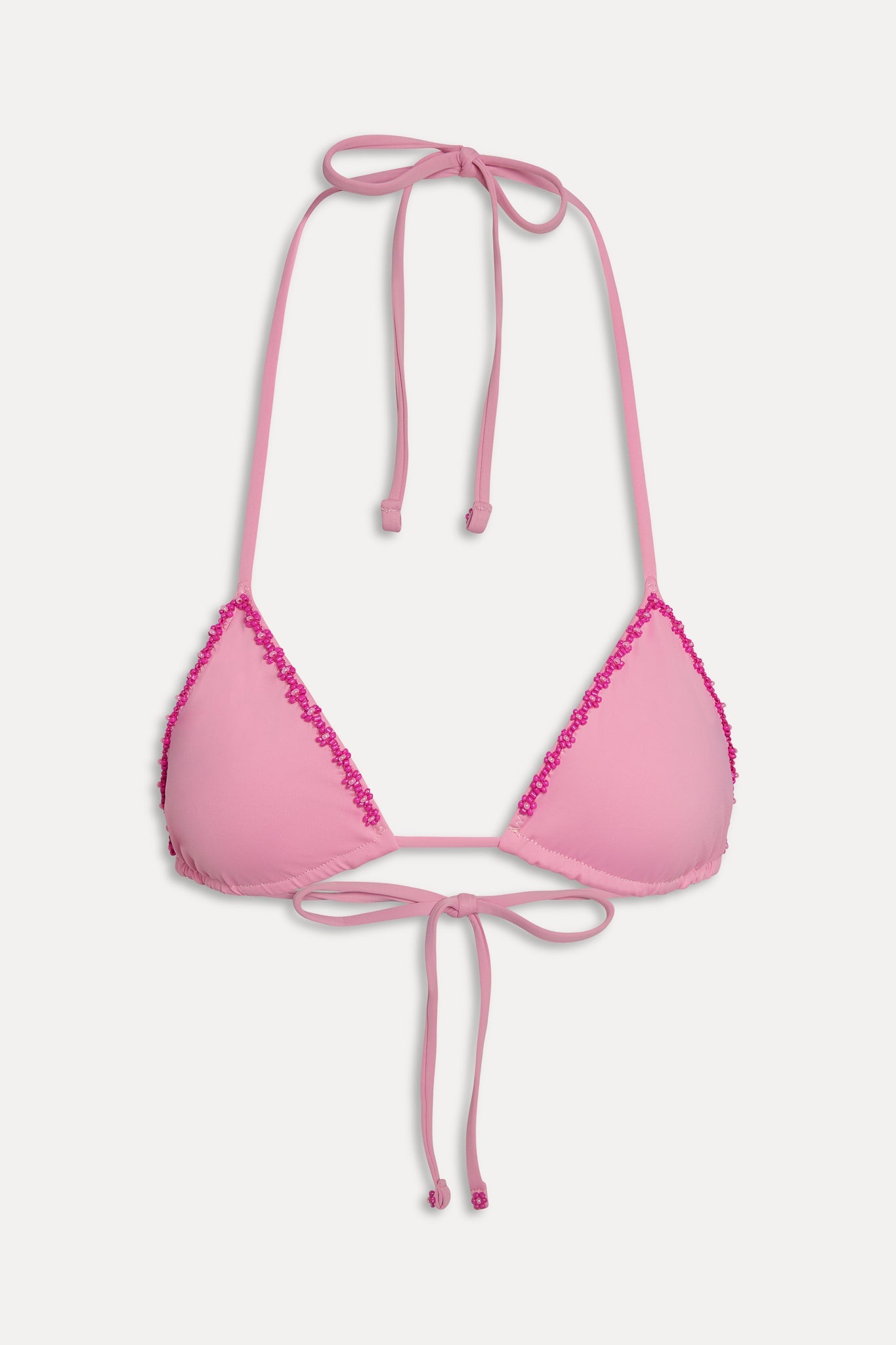 Frankies Bikinis new|swimwear|collections Nick Beaded Triangle Bikini Top - Pastel Pink
