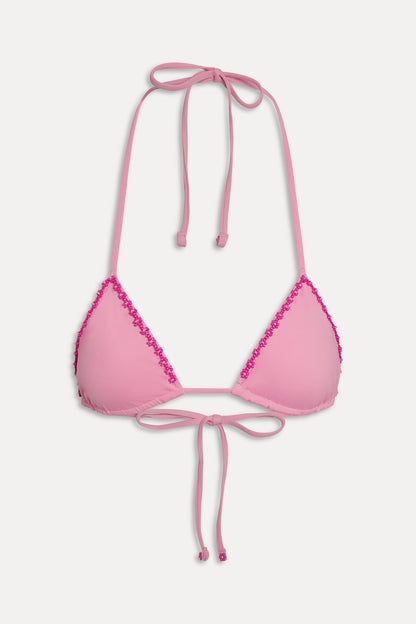 Frankies Bikinis new|swimwear|collections Nick Beaded Triangle Bikini Top - Pastel Pink