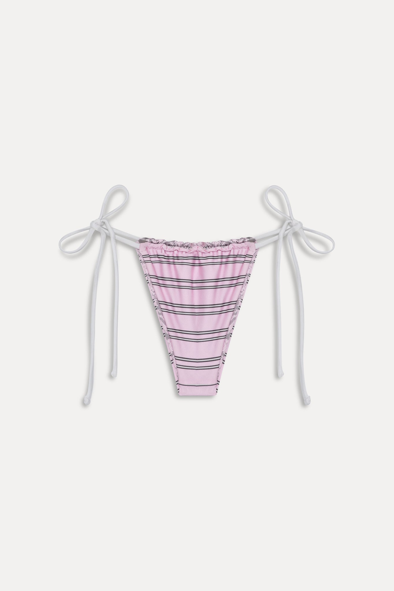 Frankies Bikinis new|swimwear|collections Tia Reversible Satin Bikini Bottom - Pink Stripe
