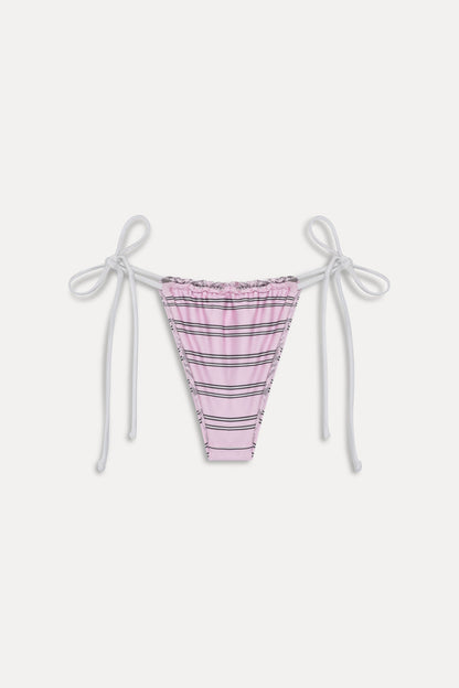 Frankies Bikinis new|swimwear|collections Tia Reversible Satin Bikini Bottom - Pink Stripe