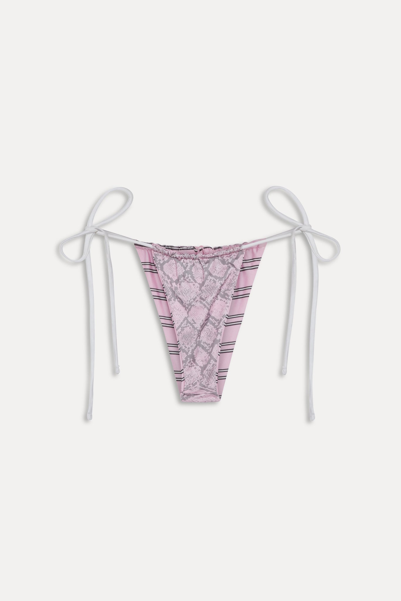 Frankies Bikinis new|swimwear|collections Tia Reversible Satin Bikini Bottom - Pink Stripe