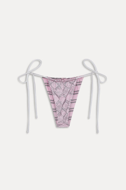 Frankies Bikinis new|swimwear|collections Tia Reversible Satin Bikini Bottom - Pink Stripe