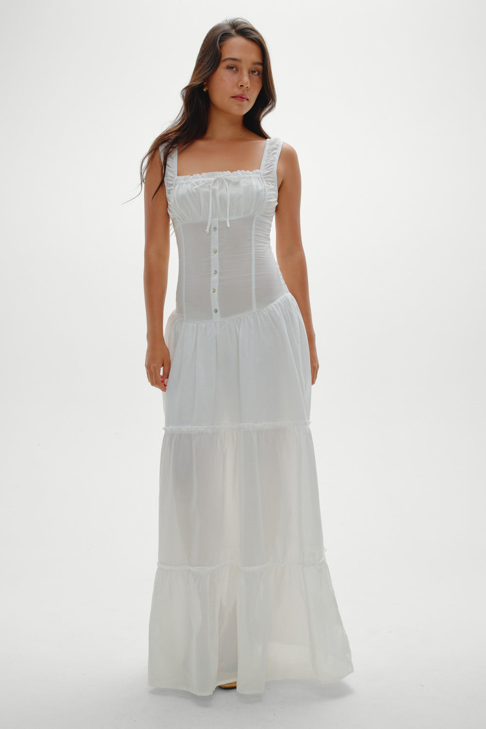 Frankies Bikinis new|clothing Christabelle Ruffle Maxi Dress - Sunrose