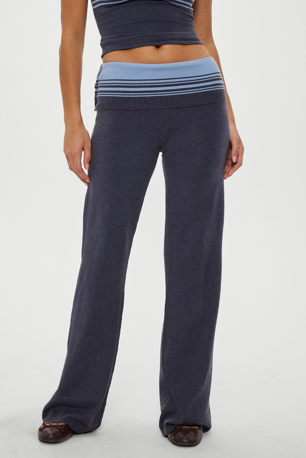 Frankies Bikinis new|clothing|collections Shore Low Rise Knit Pants - Stone Stripe
