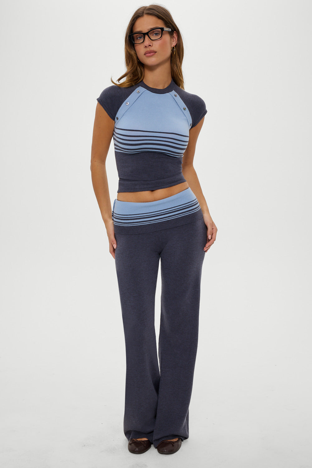 Frankies Bikinis new|clothing|collections Shore Low Rise Knit Pants - Stone Stripe